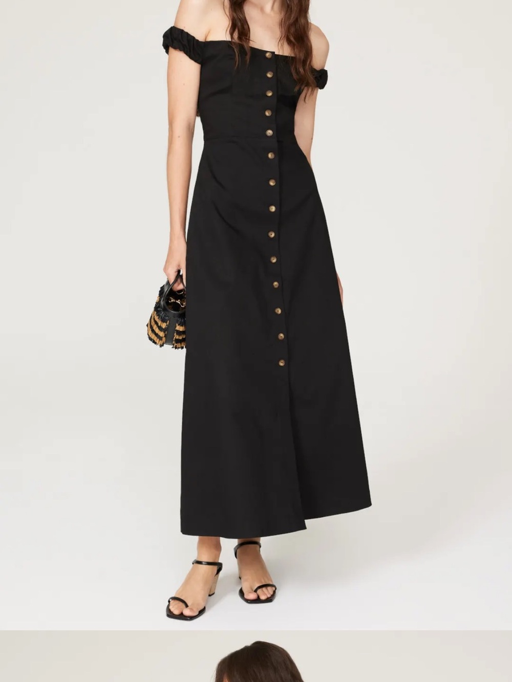 EUC Favorite Daughter Black Button-Front Maxi Dress